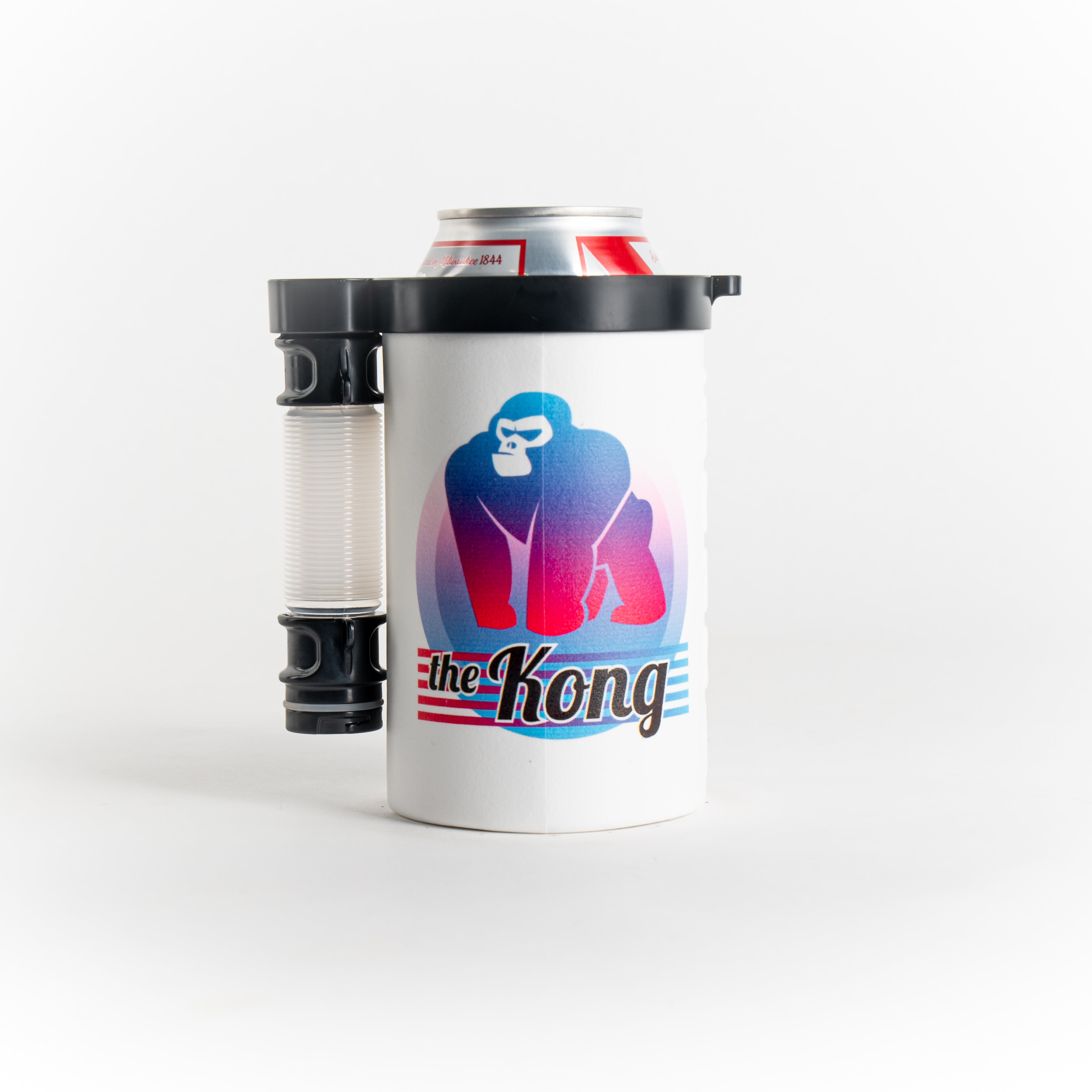 The Kong 2.0. A Portable Can or Bottle Cooler/Cup with A Detachable,  Expandable, Hose to Funnel Your Drink. (Black)